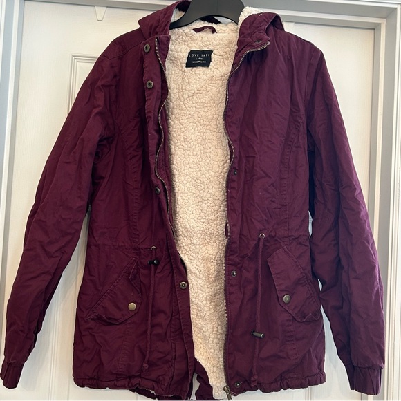 Love Tree Zip Up Jacket with Sherpa Inside Women’s Size L - Picture 2 of 6